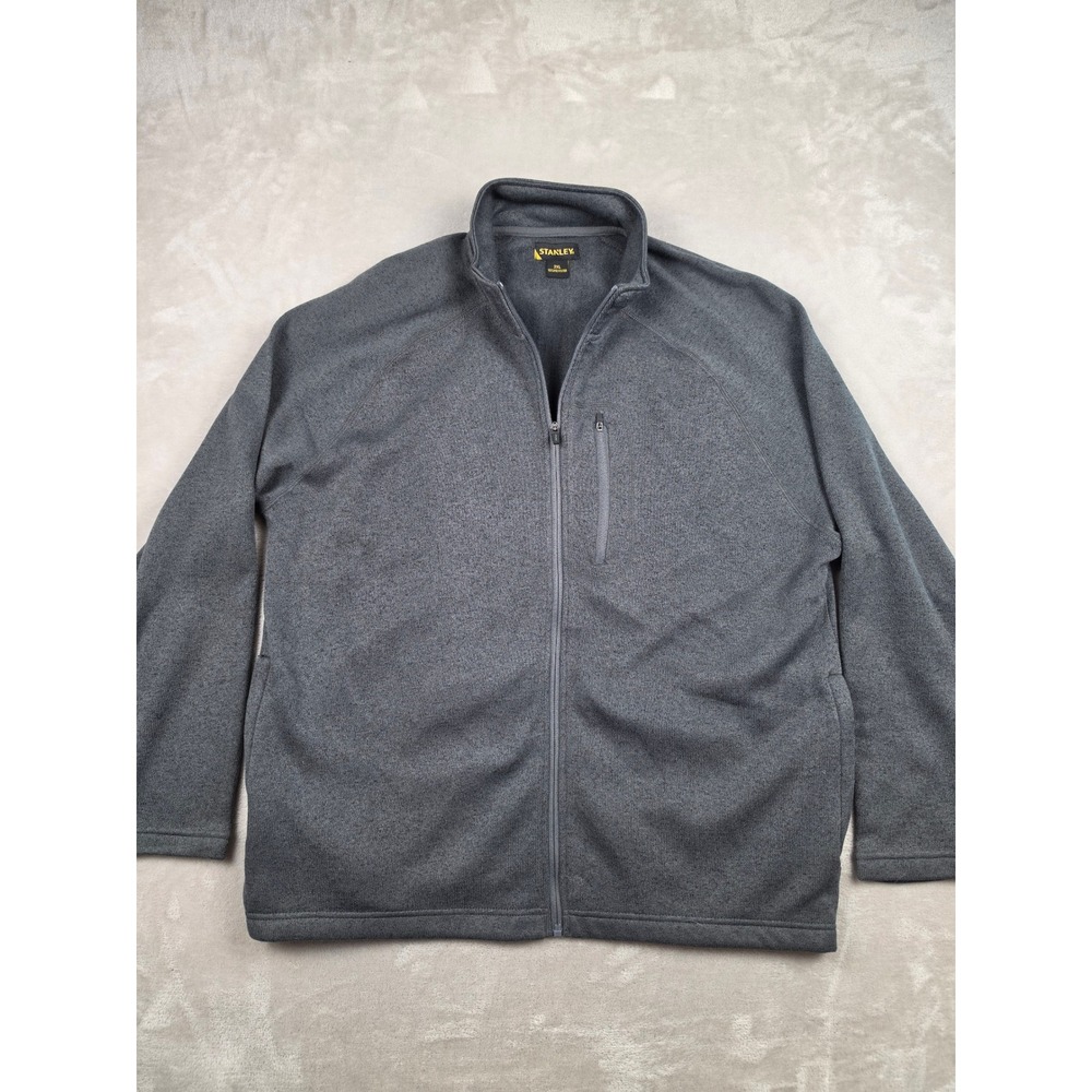 Stanley Full Zip Fleece Jacket Mens 2XL Gray Knit Mock Neck Pocket Workwear